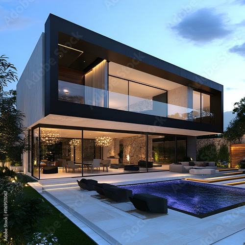 Luxurious modern house with modern architectural design