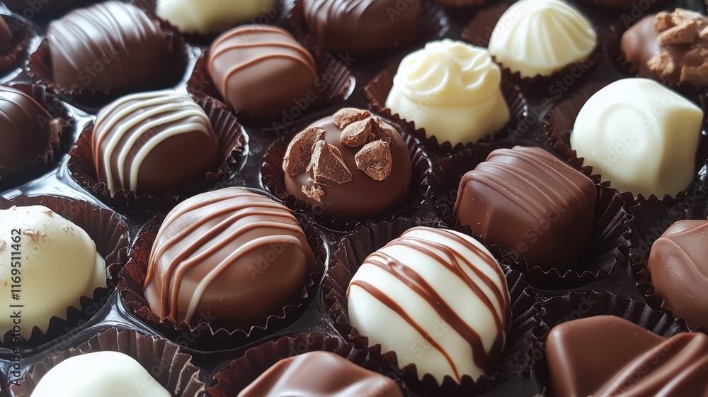 Assorted chocolate truffles with variety of flavors and designs Assorted chocolate truffles with variety of flavors and designs