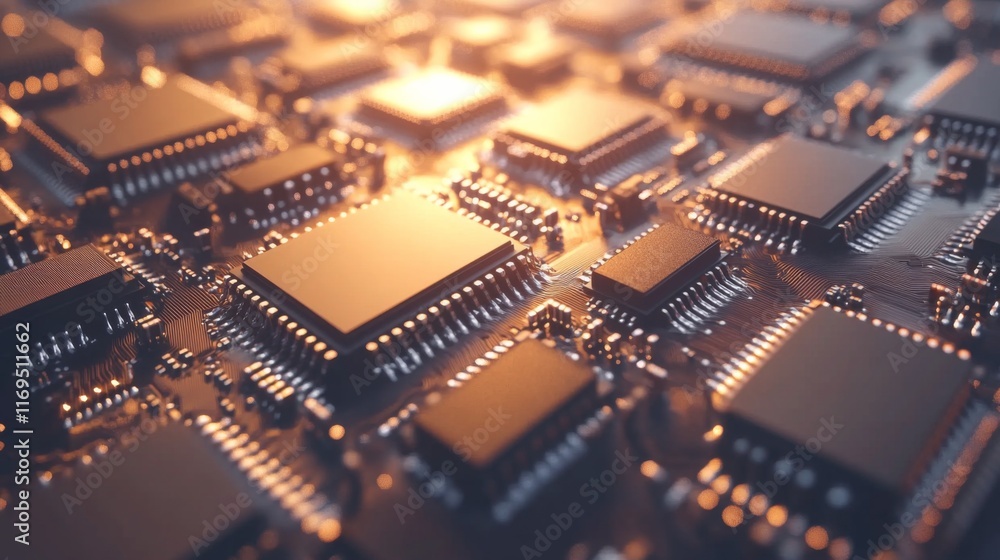 Obraz premium Close-Up of Circuit Board Assembly in Cleanroom Environment