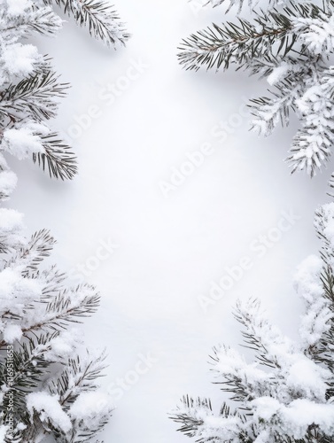 Snow covered pine branches ...