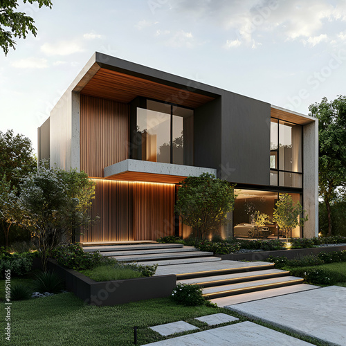 Foto Luxurious modern house with modern architectural design