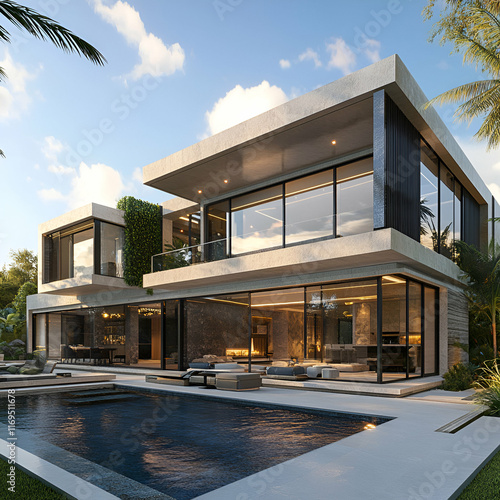 Luxurious modern house with modern architectural design