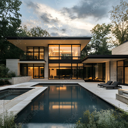 Luxurious modern house with modern architectural design