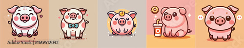 vector collection of cute pigs