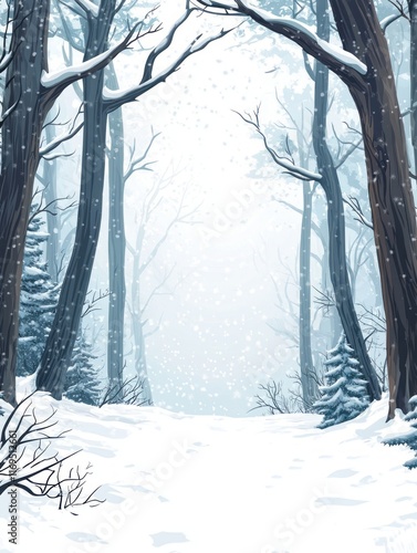 Snowy Winter Forest Path Sc...