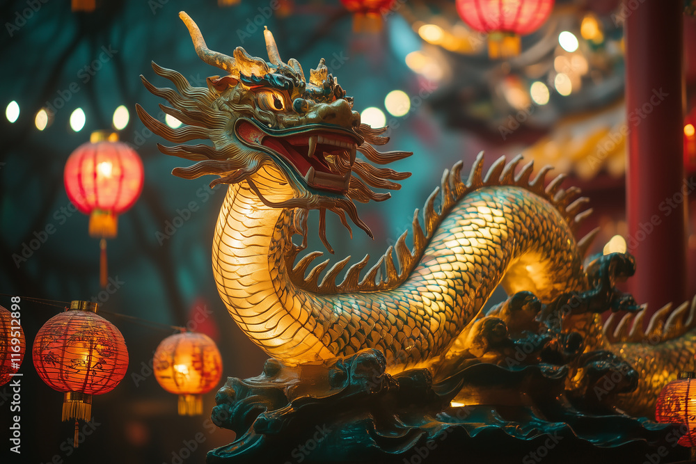 Obraz premium Chinese New Year with dragon wallpaper