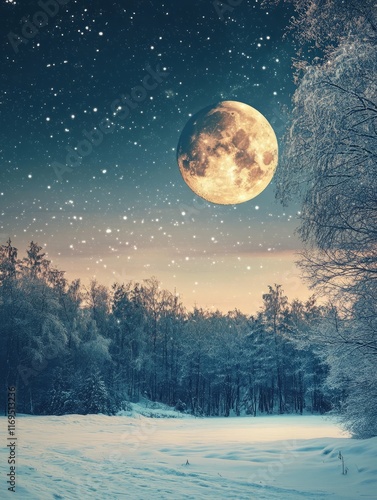 Winter Night Forest Scene I...