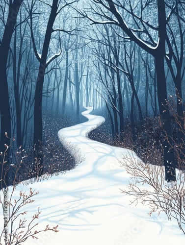 Winter Path Through A Snow ...