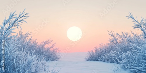 Frosty Winter Landscape Sun...