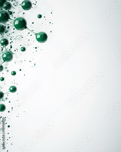 Abstract green molecules on white background