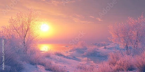 Winter Sunset Over Frosty L...