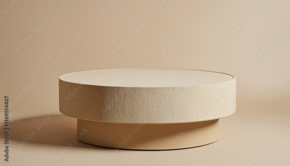 Small circular podium with soft tan and cream textures Small circular podium with soft tan and cream textures