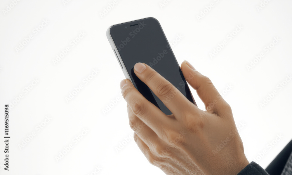 hand holding smartphone with blank screen, showcasing modern technology and communication. image captures moment of interaction with device hand holding smartphone with blank screen, showcasing modern technology and communication. image captures moment of interaction with device