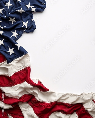 American Flag Draped on White Background