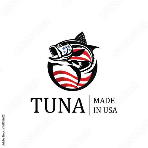 Tuna fish logo, with USA flag concept