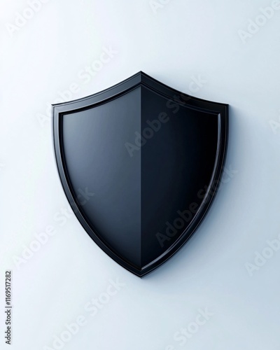 Black shield on light background photo