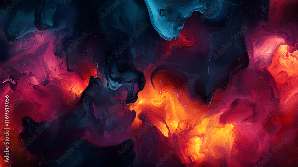 Fototapeta premium Abstract Volcanic Eruption with Flames - Fiery Explosive Concept