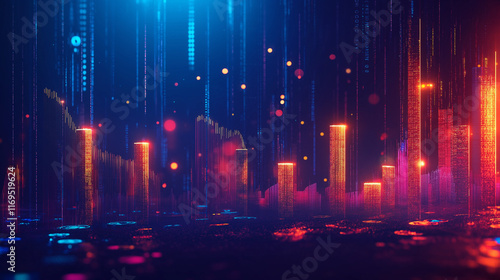 A vibrant abstract financial background featuring golden coins, upward graphs, and glowing financial symbols on a dark blue gradient. Hints of light effects symbolize progress and wealth.