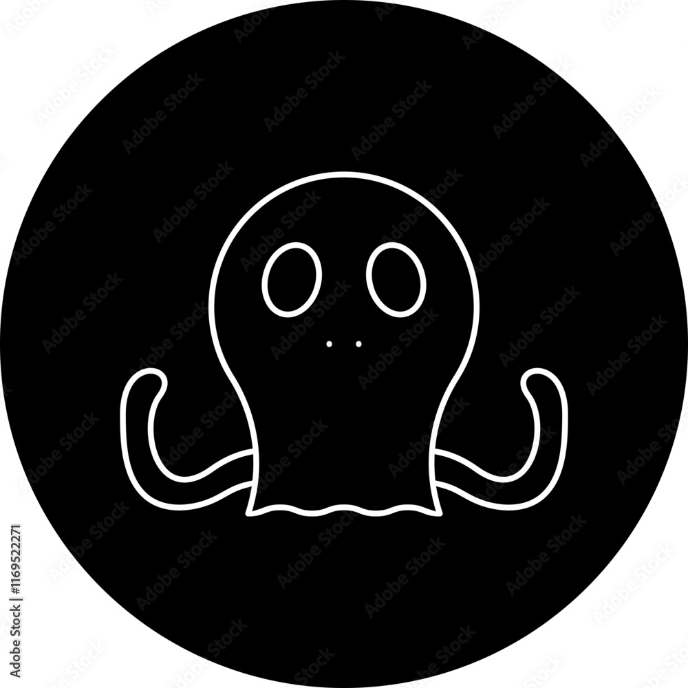 Fototapeta premium Octopus Face icon single vector illustration