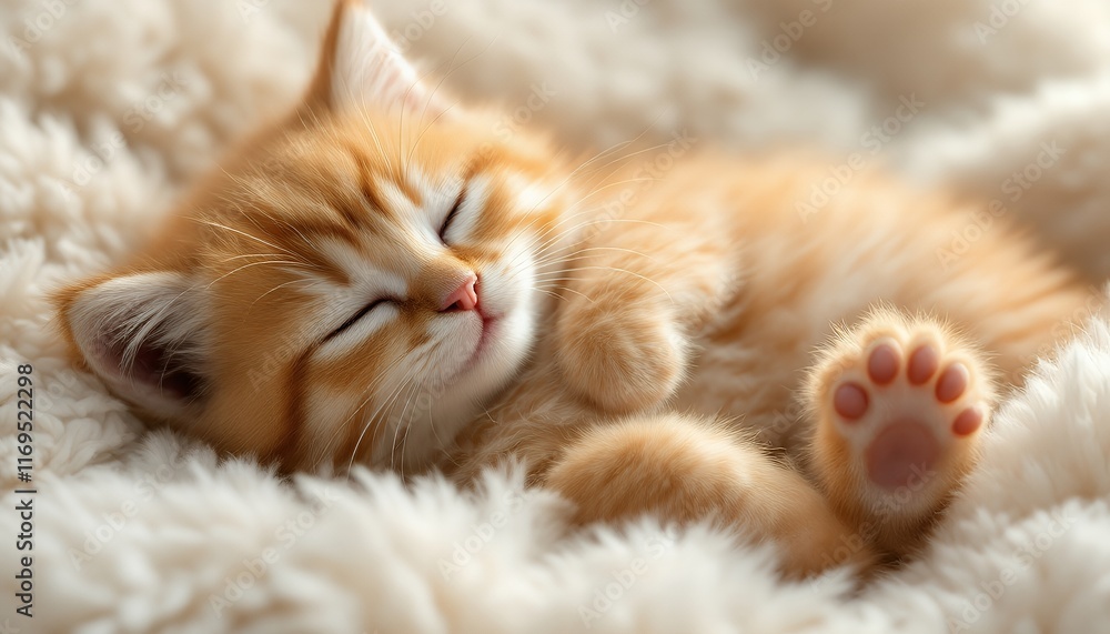 Adorable Ginger Kitten Sleeping Peacefully on a Fluffy Blanket A Sweet Dreamy Peaceful Cozy Kitten Adorable Ginger Kitten Sleeping Peacefully on a Fluffy Blanket A Sweet Dreamy Peaceful Cozy Kitten