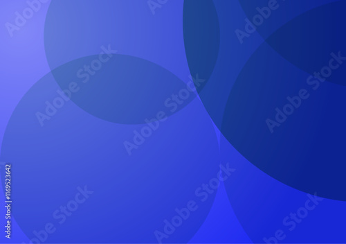 An abstract blue background with circles showcases a playful arrangement of circles in different sizes, adding depth and interest to the design.