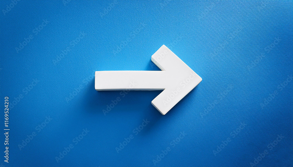 White arrow on blue background. 3D rendering. White arrow on blue background. 3D rendering.