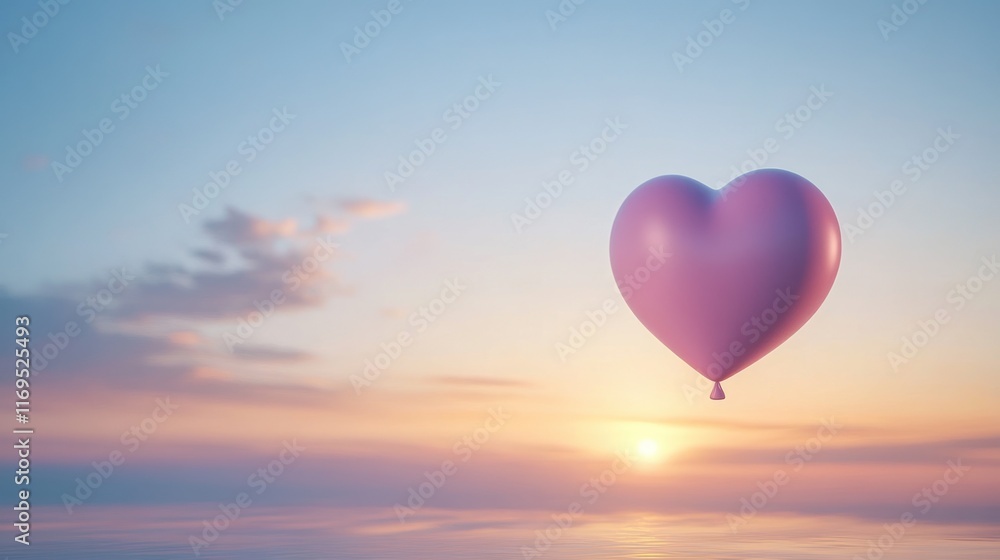 Heart-Shaped Balloon Soaring at Sunset Heart-Shaped Balloon Soaring at Sunset