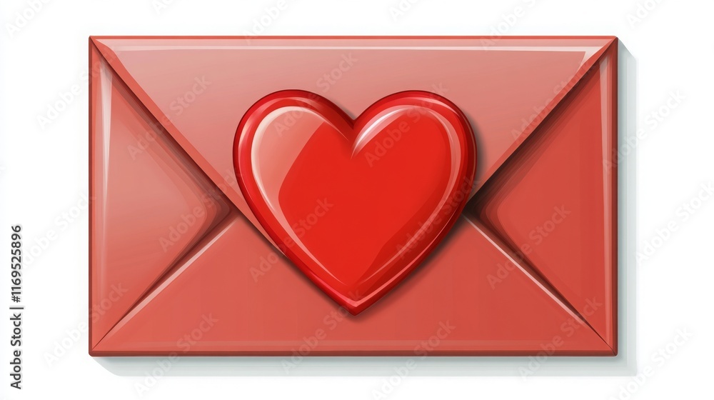An isolated white background with a red envelope sealed with a heart shape. translucent backdrop - An isolated white background with a red envelope sealed with a heart shape. translucent backdrop -