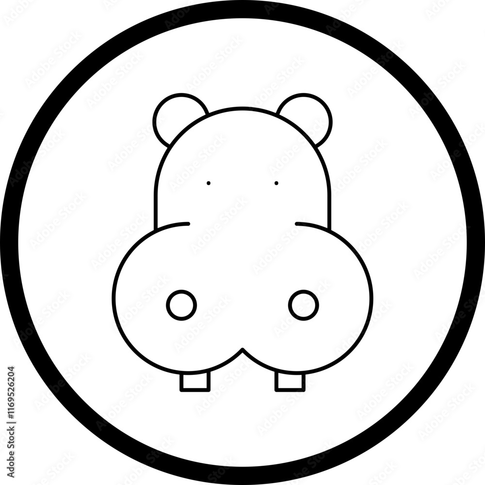 Fototapeta premium Hippopotamus Face icon single vector illustration