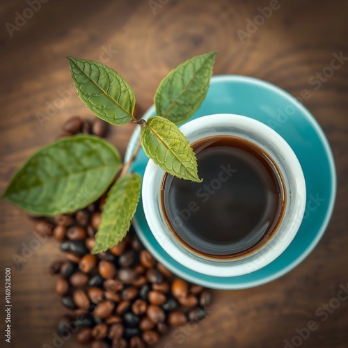 cup of coffee with beans