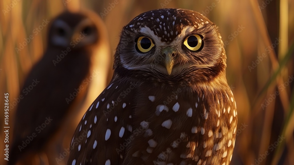 Obraz premium Burrowing Owl Portrait at Golden Hour