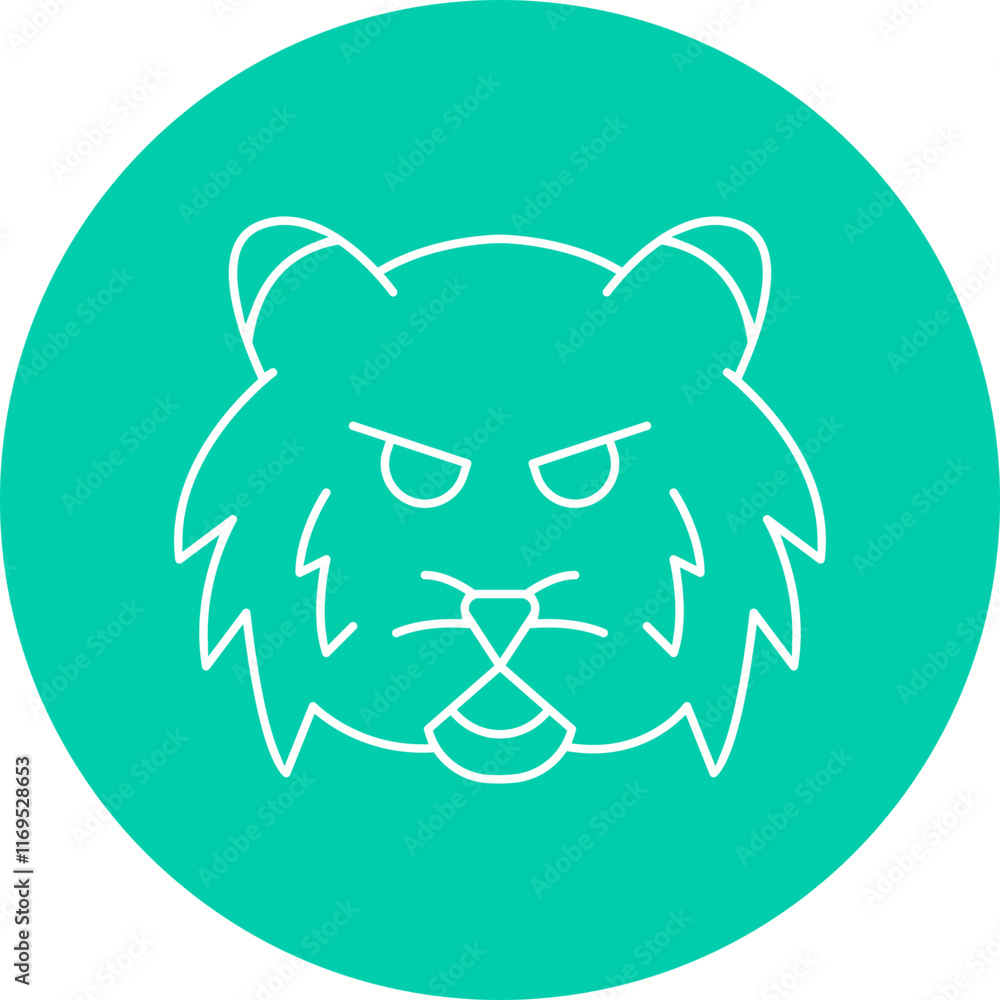 Obraz premium Tiger Face icon single vector illustration