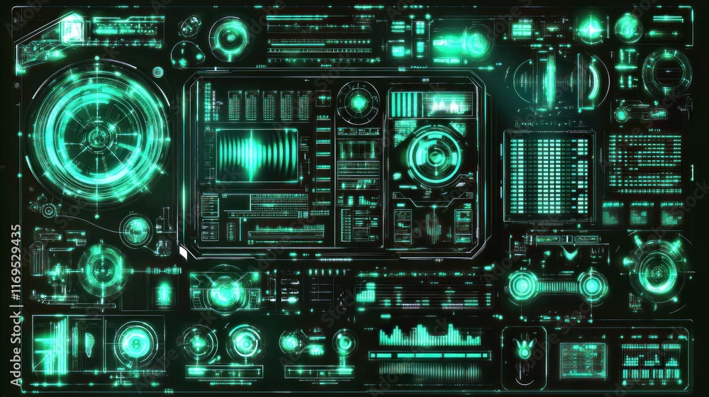 Futuristic Tech Interface: Neon Green Digital Dashboard Futuristic Tech Interface: Neon Green Digital Dashboard