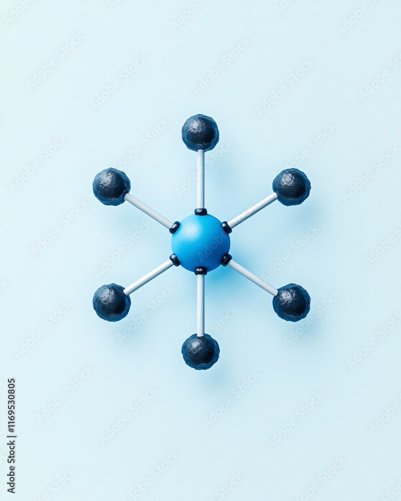 Obraz premium Molecule Model on Light Blue Background