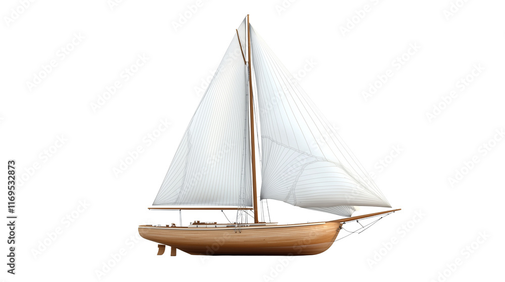 Fototapeta premium A Sailing boat isolated , on a Transparent Background