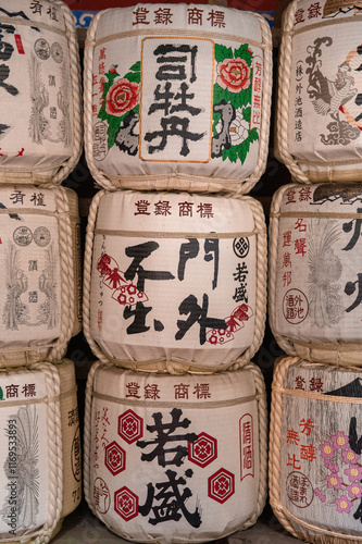 japanese sake barrel temple