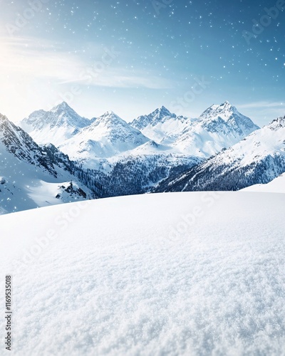 Wallpaper Mural Snowy Mountain Landscape with Blue Sky Torontodigital.ca