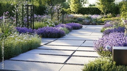 Serene Lavender Garden Path: A Tranquil Landscape Design