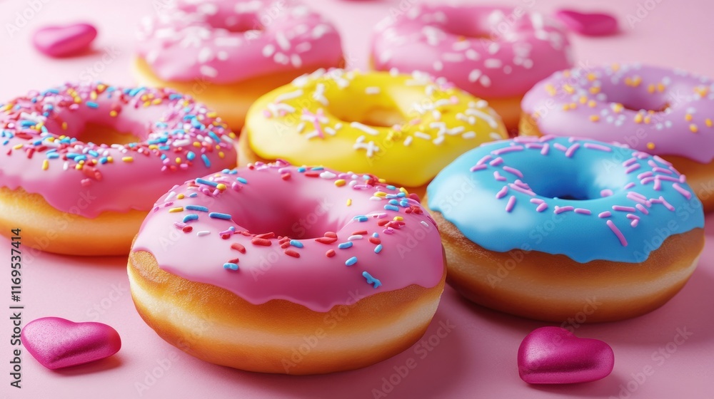 Pastel Donuts Delight: A Sweet 3D Render of Delicious Treats Pastel Donuts Delight: A Sweet 3D Render of Delicious Treats
