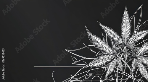 Weedless Wednesday Close up of artistic cannabis plant on black background for decorative designs photo