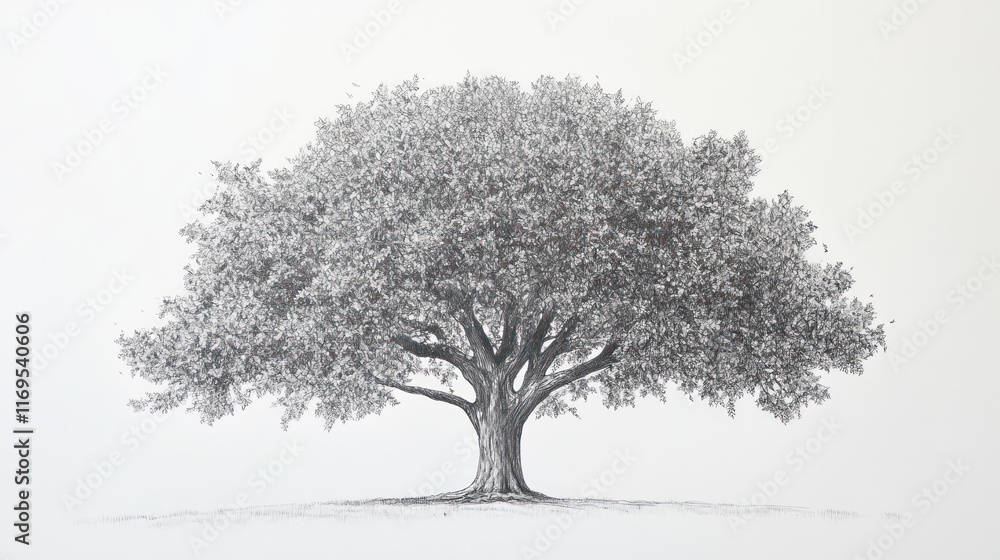 Obraz premium Detailed Pen Sketch Of A Majestic Oak Tree