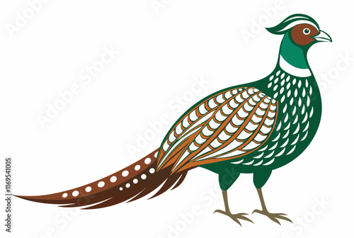 Colorful Pheasant Vector Illustration with Intricate Feather Detail