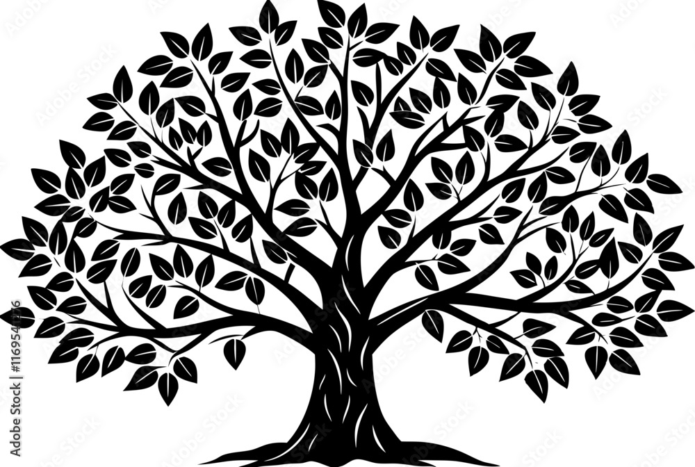 Elegant Black and White Tree Vector Illustration Elegant Black and White Tree Vector Illustration
