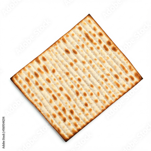 close up of single matzah cracker isolated on white background passover jewish food seder meal