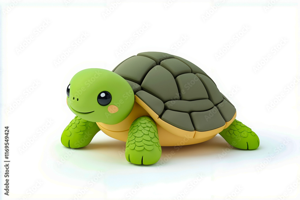 Obraz premium A small green turtle with a smiley face on its face