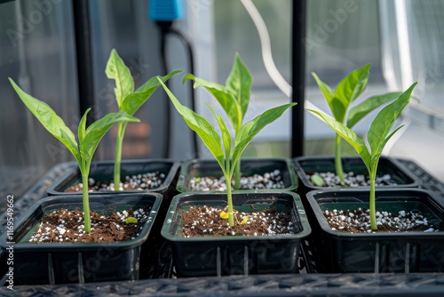 Nurturing seedlings in a controlled greenhouse environment for optimal growth and development photo