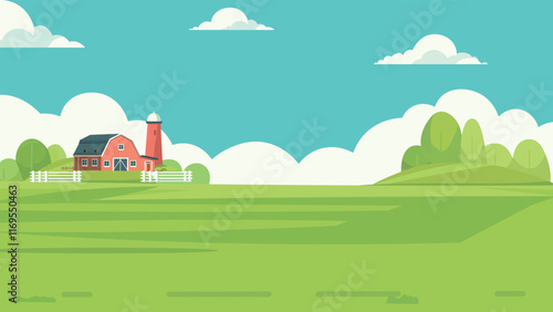 Village background cartoon flat landscape