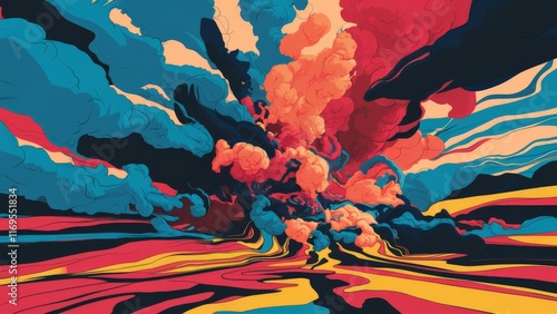 Dynamic abstract explosion of vibrant colors