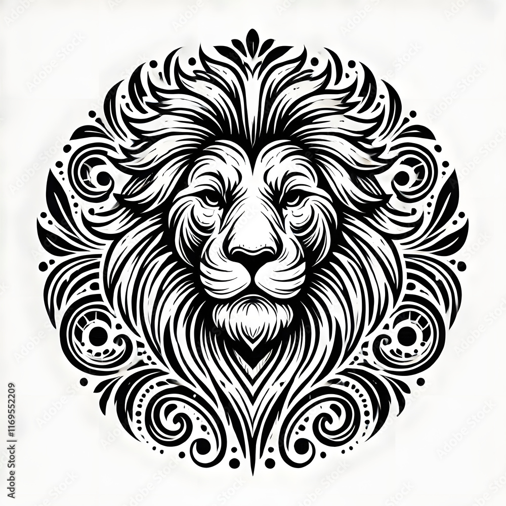 mandala lion design tattoo Outline vector logo illustration t-shirt design, isolated on white background. mandala lion design tattoo Outline vector logo illustration t-shirt design, isolated on white background.
