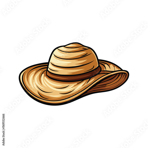 A cartoon illustration of a floppy wide-brimmed gardening hat.